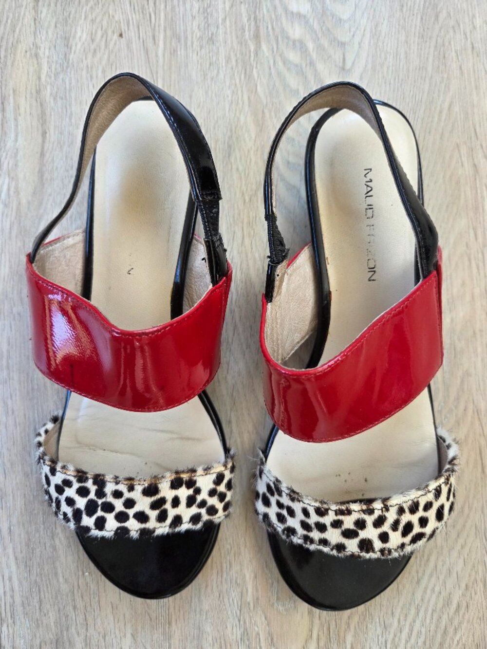 Maud Frizon Pony hair animal print sandal w/ leopard motif EUR 37 US Size 6.5/7